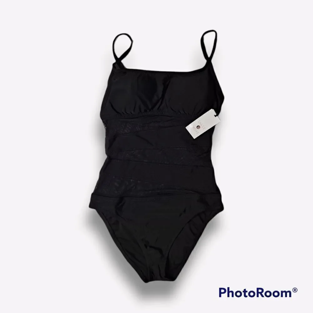 Shade and Shore One Piece Swimsuit Black Small Long